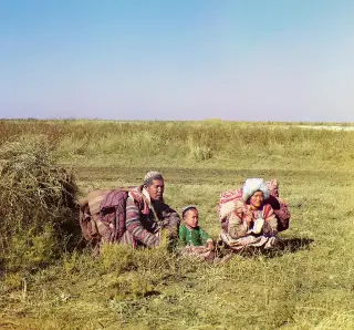 Una familia nómada kirguisa